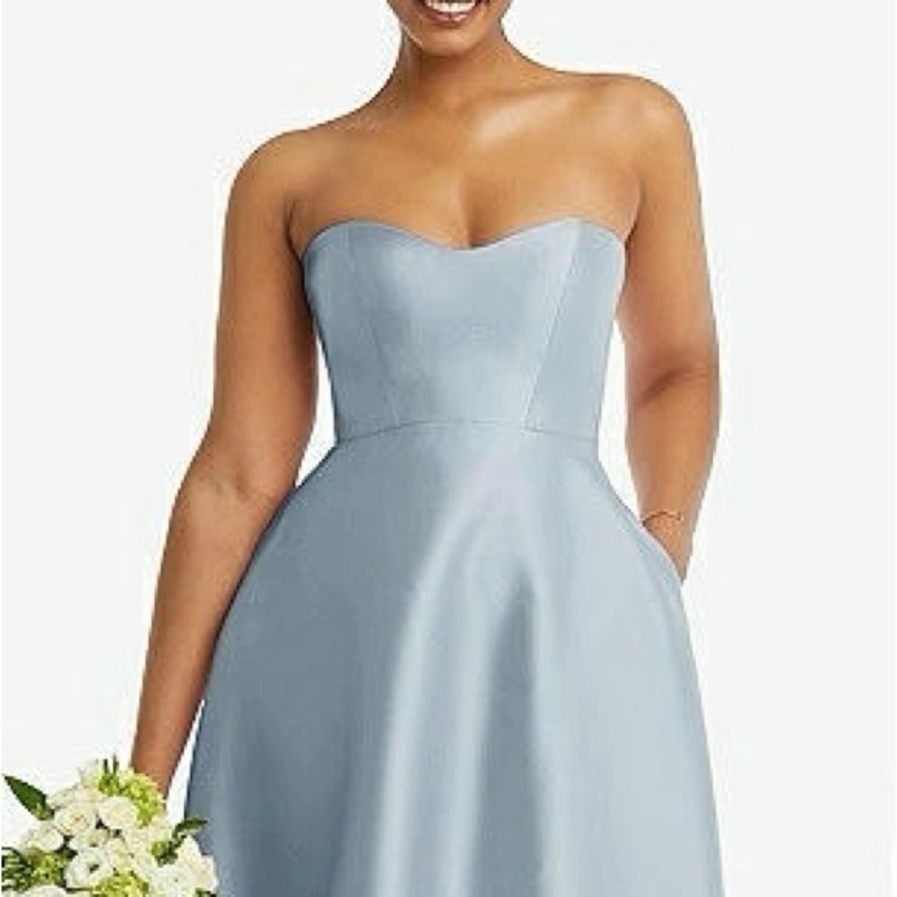 Alfred Sung Strapless Light Silver Dress